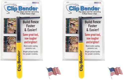 Image of Clip Bender - Made in the USA - Steel tool used for securing T-Post fence clips - Comfortable yellow rubber grip - Black oxide coating to prevent rust. From LockNLube. (Pack of 2)