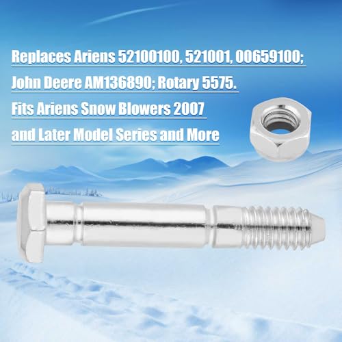 lasuroa 10 Stück Schneefräsen-Scherstift und -Mutter, Ersatz-Scherstift Scherstifte Kompatibel mit Ariens 52100100 521001 00659100 John Deere Schneefräse