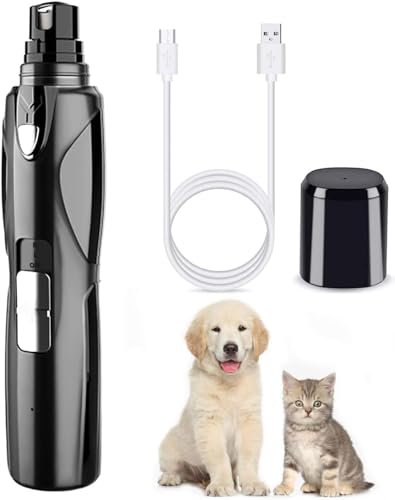 犬用爪切り ペット用 電動爪やすり 猫用 爪切り ネイルケア 爪研ぎ器 爪削り 電動爪トリマー 安全カバー付き 黒い