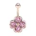 Produktbild Piercingfaktor Bauchnabelpiercing Banane Piercing Bauch Stecker Gebogen mit Kristall Herz Kleeblatt Roségold Pink