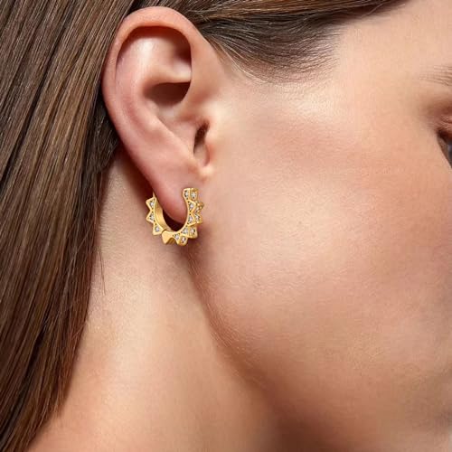 Mini Gold Spike Huggies Earrings for Women Gold Plated Cubic Zirconia Geometric Huggie Hoop Earrings Fashion Punk Jewelry Gift 5