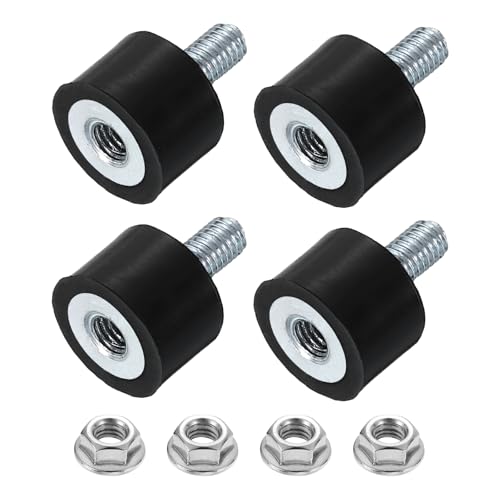 QUARKZMAN 4 Stück Gummipuffer M5x10mm, 15x10mm Gummifuß Naturgummi Mit Schraube Verzinkter Stahl Antivibrationspuffer für Luftkompressoren Pumpen Motoren Industriemaschinen