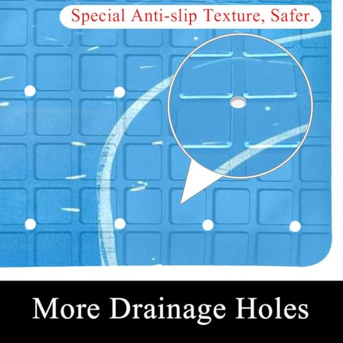 Tapis de bain antidérapant séchage rapide à ventouses bleu