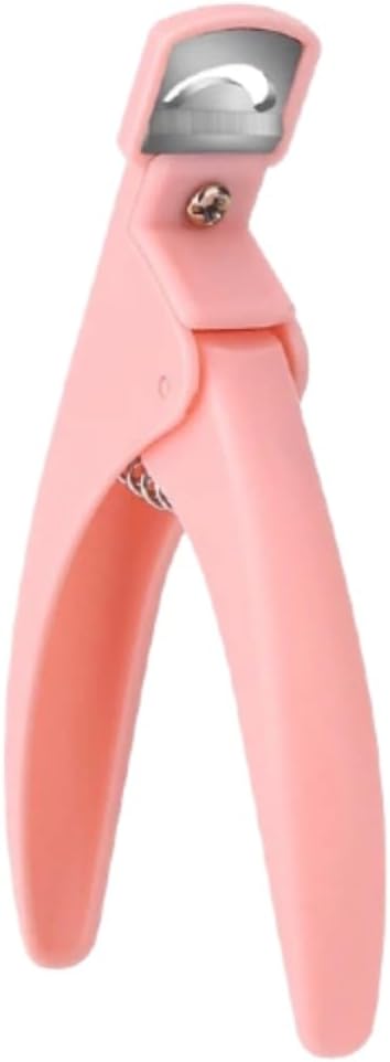 Acrylic Nail Clipper Sharp Stainless Steel Nail Trimmer for Artificial Nails, Professional Manicure Tool (Pink)