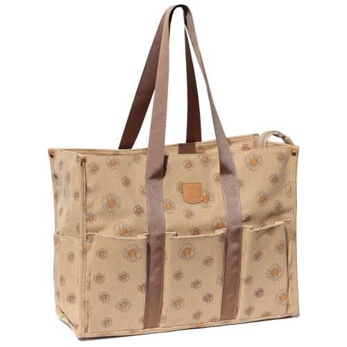 ESVAN Waterproof Corduroy Tote Bag for Teachers and Beach