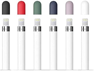 CoBak Replacement Cap for Apple Pencil 1st Generation - Silicone Protective Cap Cover, Pack of 6 (White/Red/MidGreen/Black/Lavender/Drak Blue)