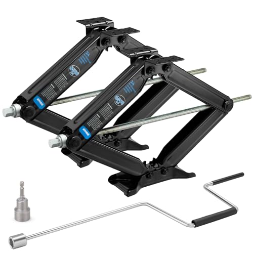 Kohree 6500lbs Heavy Duty RV Stabilizer Jacks 2 Pack, 24 Inch Leveling Scissor Jack for Travel Trailer Camper, with Crank Handle and Drill Socket by Kohree - Used condition - US$65.51