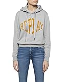 Kapuze mit Tunnelzug Replay Damen W3855 .000.21842 Kapuzenpullover, Grau (Light Grey Melange. M05), Medium (Herstellergröße: M)