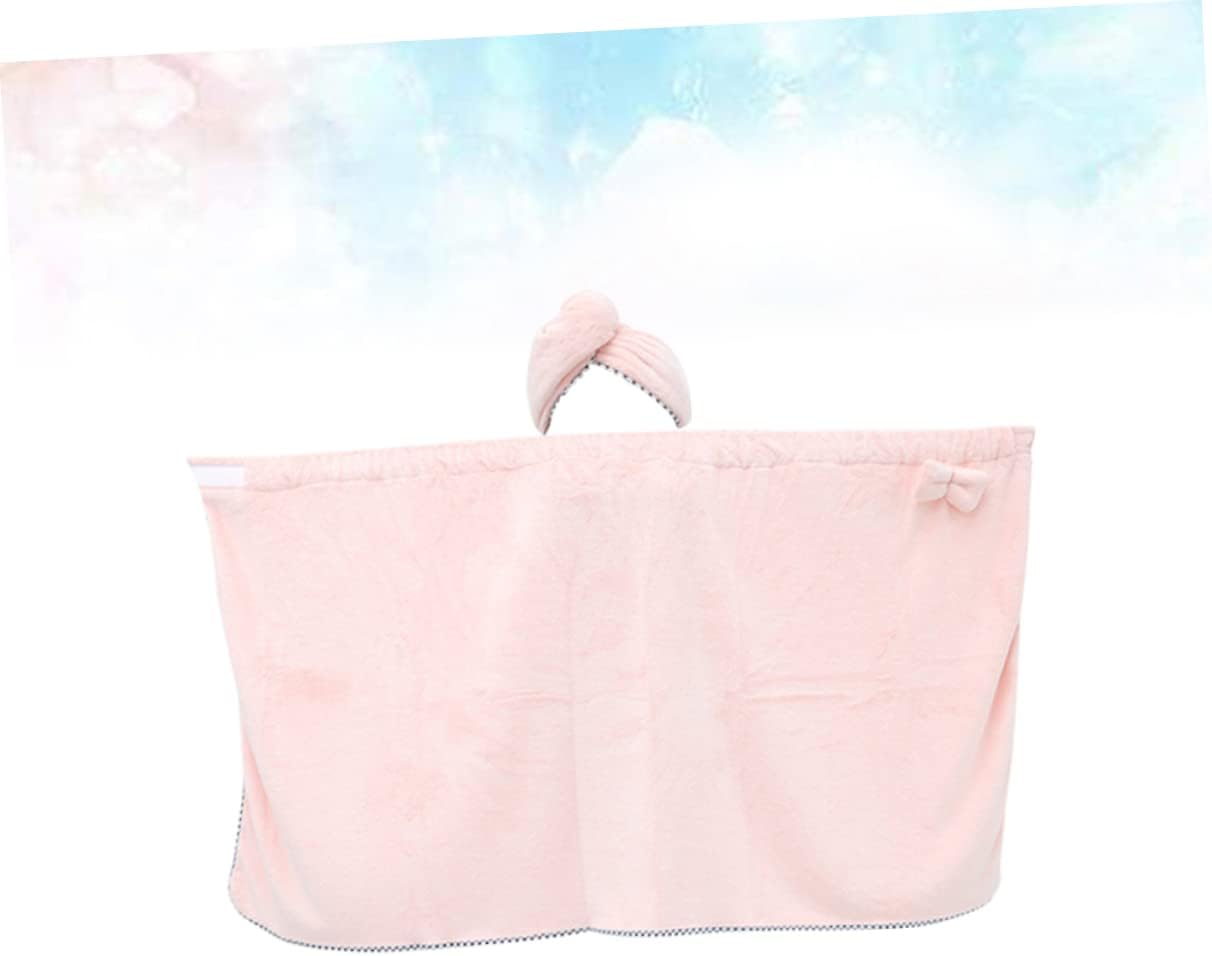 Garneck Bath Towel Hair Drying Cap Hair Wrap Set Pink Bath Skirt Suit Microfiber Absorbent Cloth