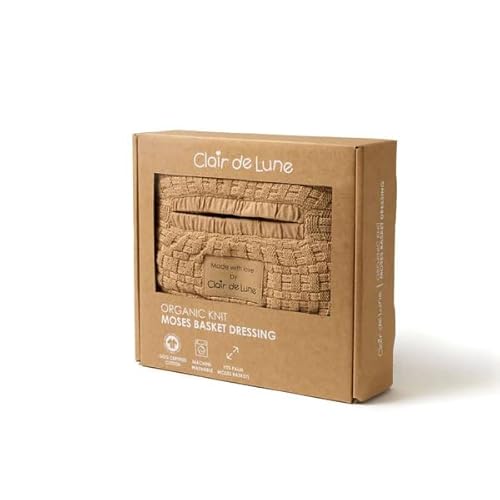 Clair de Lune Organic Knitted Moses Basket Dressing – Ultra-Soft & Breathable (Biscuit)