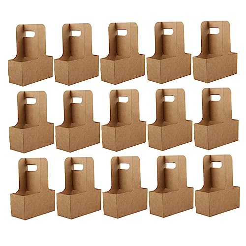 Cabilock 15pcs Paper Drink Carrier for Take Out Cups Portable Cup Holder for Milk Tea and Cold Beverages for Picnics Go Use