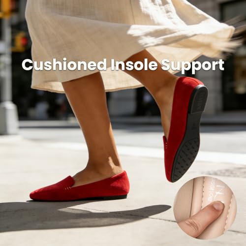 Image of MUSSHOE Pointed Toe Flats for Women, Comfortable Business Casual Work Shoes, Slip On Loafers with Arch Support, Office Walking Flats for All Day Standing