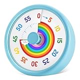 HIPPIH Visual Timer for Kids, 60 Minute Countdown Timers for Classroom Kitchen Office, Rainbow Disk Desk Timer Clock with Silent Operation, Pomodoro Timer Time Management Tools for Toddler ADHD Blue