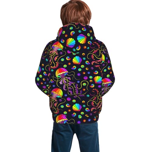 Rainbow Jellyfishes Kid Hoodies Boys Sweatshirts Girls Pullover with Pocket4