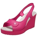 Crocs Women's Havana Wedge Slingback,Berry/Pearl White,6 M