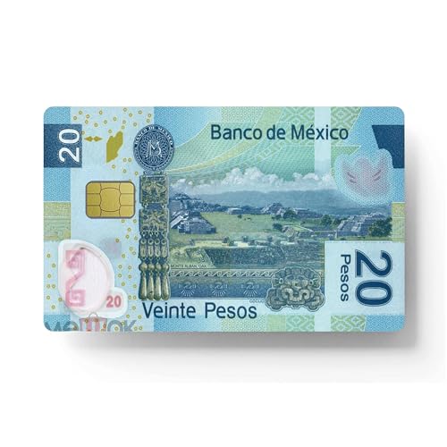 siayaharu Capa adesiva mexicana para cartão de débito com imagem de 20 pesos sem bolhas, fina, à pro