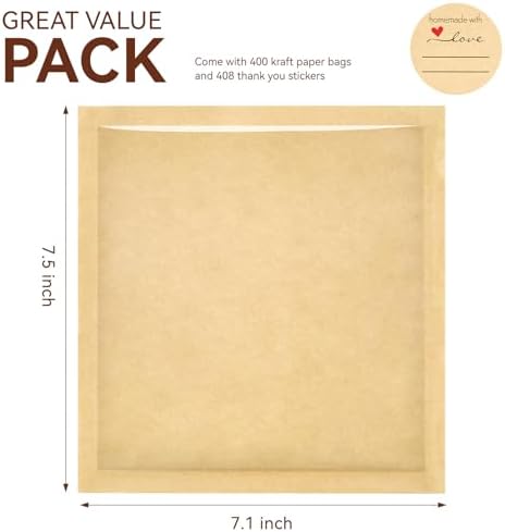 100 Pack Heat Sealable Bakery Bags with Window, 7.1 x 7.5 Inch To Go Donut Bags Paper Cookie Packaging Sleeves for Bagel, Donut, Cake Slice, Pastry, Sandwich