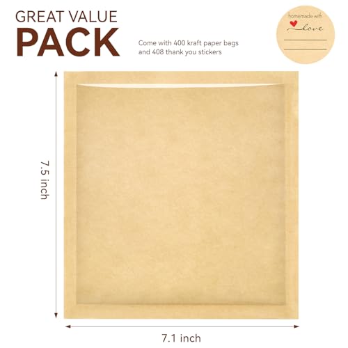 Ohuimrt 100 Pack Heat Sealable Bakery Bags with Window, 7.1 x 7.5 Inch To Go Donut Bags Paper Cookie Packaging Sleeves for Bagel, Donut, Cake Slice, Pastry, Sandwich