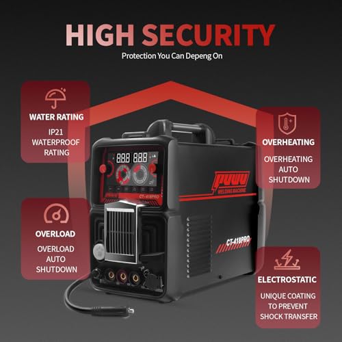 PUWU Plasma Cutter Welder Combo Gas MIG/Gasless MIG/Lift TIG/Stick/CUT 5 in 1 Aluminum Welding Machine with 110V/220V Dual Voltage Multi Process Welder - Thumbnail 5