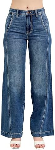 Judy Blue Womens Jeans - High Waisted Trouser Wide Leg