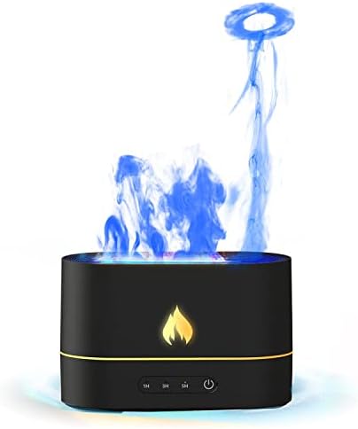 Humidifiers Flame Essential Oil Diffuser fire with Flame Night Light Aromatherapy Diffuser Kids Humidifiers for Small Room Bedroom Office(black square)