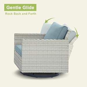 Patio Chairs Rocking Swivel Chair - 3 Piece Wicker Outdoor Patio Furniture Bistro Set PE Rattan Rocker Glider Chairs with Cushions and Side Table for Outside Porch Deck Balcony(Light Grey/Sky Blue) Patio Chairs Rocking Swivel Chair 3 Piece Wicker Outdoor Patio Furniture Bistro Set PE Rattan Rocker Glider Chairs with Cushions and Side Table for Outside Porch Deck BalconyLight GreySky Blue