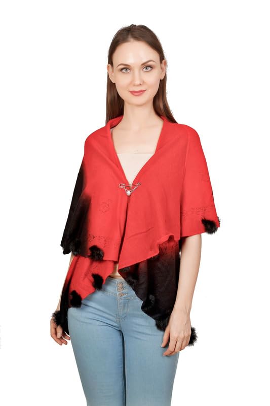 MANRA Women V-Neck Woolen Solid Shaded Poncho Shrug for winter (SC 77)-image-8