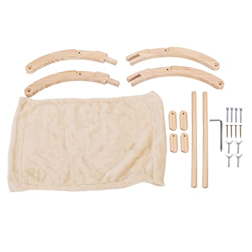 ShanQuilyx Wooden Cat Hammock, Elevated Cat Swing Bed with Anti - Slip Mat, Foldable Removable Breathable Design for Cats Puppies Rabbits, All Seasons Pet Lounger