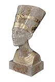  Antikes Wohndesign Nofretete Ägytische Pharaonin Gottheit Ägytische Büste MArmor Gold Optik