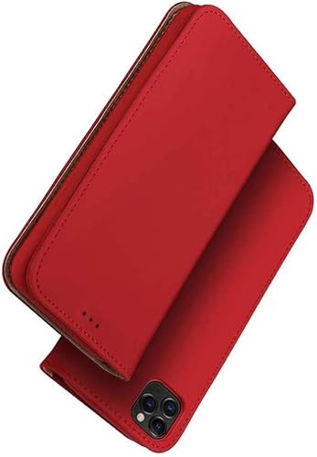 EKESA Carteira de capa de telefone de couro legítimo, capa flip de atração magnética para Apple iPho
