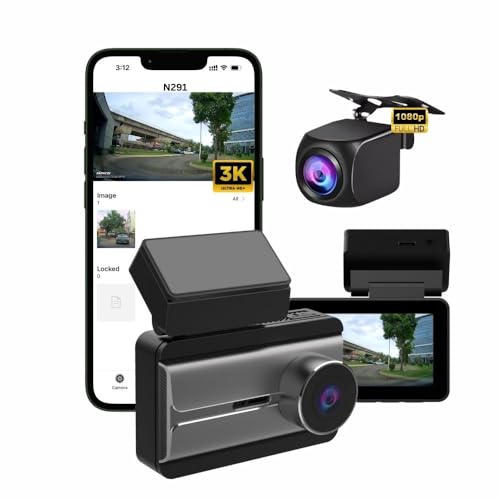 Image of PAPAGO N291 3K Dual Channel Dashcam with Sony CMOS Sensor | F1.5 Ultra-Wide Lens | 3 inch Display | Mobile Wi-Fi & Voice Control | 256GB Support | High Temp Safe Design