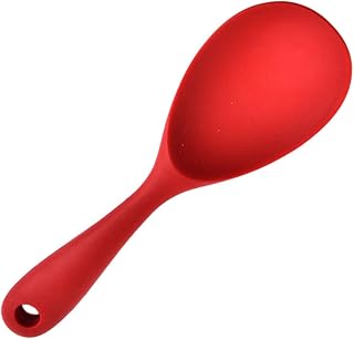 Cabilock Cuchara De Arroz De Silicona Resistente Al Calor Antiadherente y Fácil De Limpiar Para Uso Doméstico y Restaurante Color Rojo
