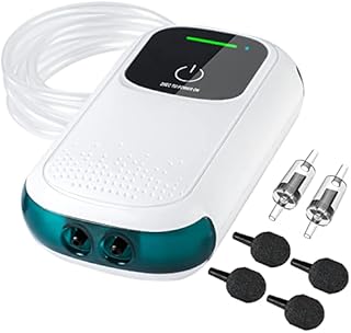 KEDSUM Battery Aquarium Air Pump, Quietest Rechargeable and Portable Fish Aerator Pump with Dual Outlets for Fish Tank, Outdoor-Fishing, Fish Transportation and Power Outages