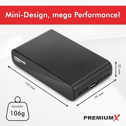 Premium X HD 221S Sat Receiver – DVB-S2 FTA Digital Satellitenreceiver, Unicable tauglich, HDMI & SCART, USB Media Player, kompakt, vorinstallierte deutsche Sender