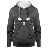 YYW Womens Pet Hoodies Pullover Sweatshirt Oversized Cat Hoodies Pet Holder Cat Dog Pouch Carriers (Dark Grey,Medium)