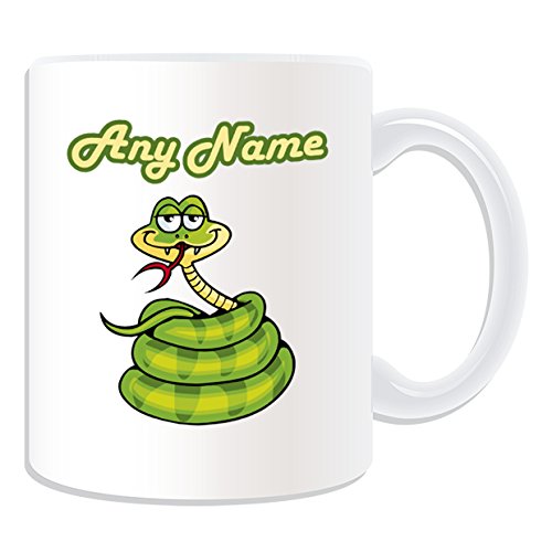 UNIGIFT Personalised Gift - Spiral Snake Mug (Animal Design Theme, White) - Any Name/Message on Your Unique Mug