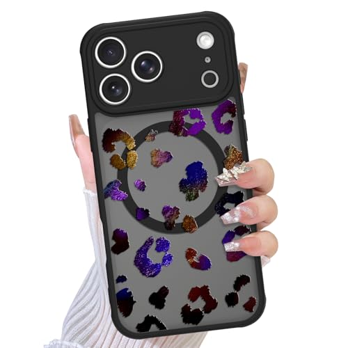 Coque iPhone 17 Pro léopard irisé noir avec support MagSafe TEAUGHT