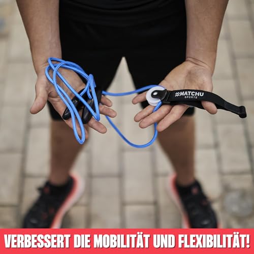 MATCHU - Schulter pulley - Schulter Seilzug - Mit Flaschenzug - Für Beweglichkeit und Durchblutung - Einfach zu befestigen - Schulter- und Armtraining - Blau/schwarz - 190cm