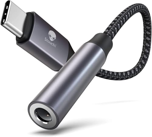 Stouchi USB-C to 3.5mm �C���z���ϊ��A�_�v�^ DAC���ځE�ʘb�^�����R������Ή� Type-C �C���z���W���b�N�ϊ��P�[�u�� �O�d�i�C�����҂݁����ϋv�A���~������ iPhone 17/16/15�V���[�Y�EPixel�EGalaxy�EiP