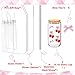 Coquette Cheeries Bows Glass Cup with Clear Gift Bag,16 oz Iced Coffee Cup with Lids and Straws, Aesthetic Glass Tumbler Smoothie Cup Beer Drinking Cup for Girls/Bestfriend/Sister/Girlfriend/Mom