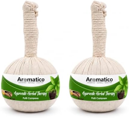 AROMATICO Ayurvedic Herbal Potli with 17 ancient herbs. Helps with Pain Relief, Post-Workout Recovery & Muscle Relaxation. For Men & Women. 200gm Pack of 2