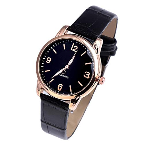 Relojes de cuero para mujer de alta gama de cristal de cuarzo distinguido reloj para mujer, negro, talla única