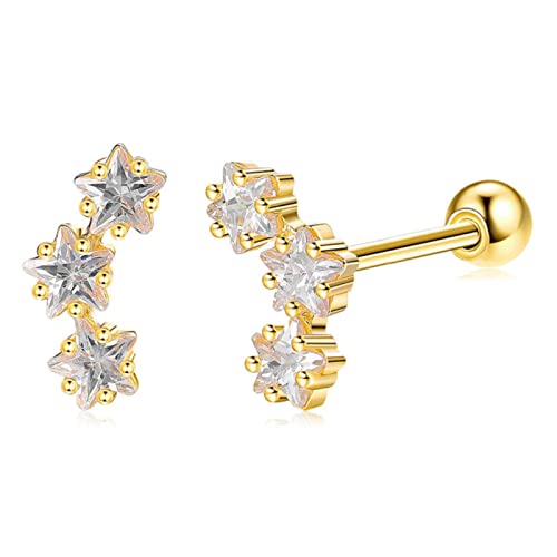 Boucles d'oreilles clous étoile argent sterling jaune femme