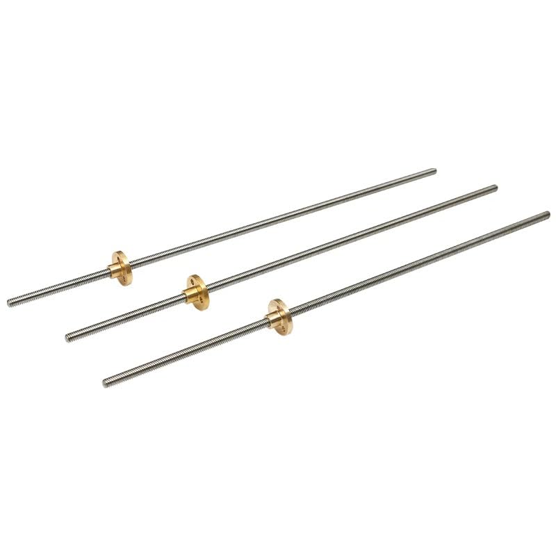 T5-Schraube 304 SUS 5 mm Durchmesser 1 mm Steigung 4 mm mit Messingmutter for Drucker(500mm)