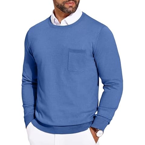 COOFANDY Lightweight Crew Neck Jumper with Pocket Cover