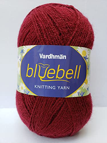 Image of Vardhman Blue Bell DK Weight Supersoft Hand Knitting & Crocheting Yarn (Pack of 1 ball - 100gram) 100% Acrylic, Multi Color Crochet Thread wool, Suitable for Craft, Babywear, Baby Blankets, Sweater, Scarf, Cap, Art & Craft - (Mehroon - Bbell-030)