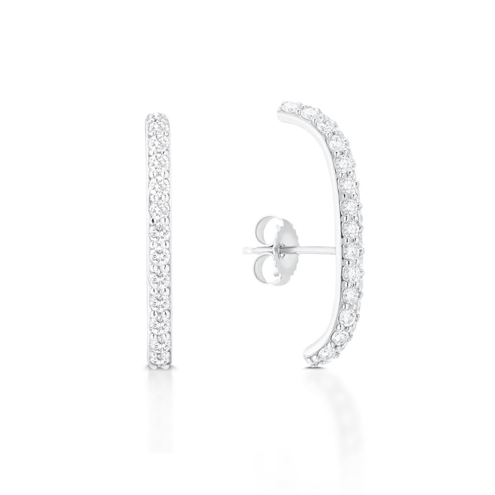 Brandlingerpendientes mujer plata bañados en oro, piercing oreja, pendientes pequeños mujer, pendientes dorados con circonitas blancas