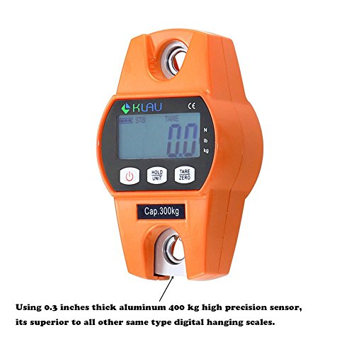 Klau Digital Hanging Scale High Precision Sensor 300 Kg / 600 Lb Ocs-L Heavy Duty Industrial Crane Scales Smart Hoist Orange For Home Indoor Farm Factory Hunting Outdoor #TOP3