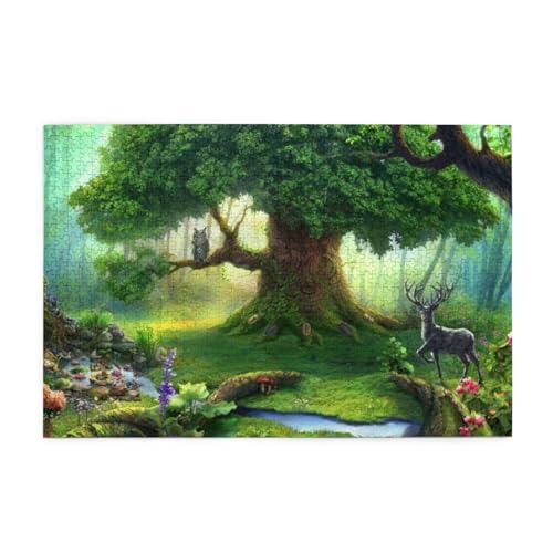 木製ピース 1000ピース 魔法の木 ファンタジーの世界 童話世界 ジグソーパズル 大人用 親子パズル 子供や友達へのプレゼントにいいです