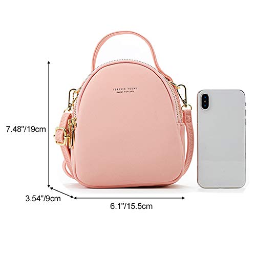 Aeeque Damen Rucksäcke Mini, 3 Reißverschluss Universal Kunstleder Kleiner Tasche für Mädchen Frauen,Groß Kapazität Multifunction Klein Umhängetasche und Handtasche für Party/Reise, Schwarz